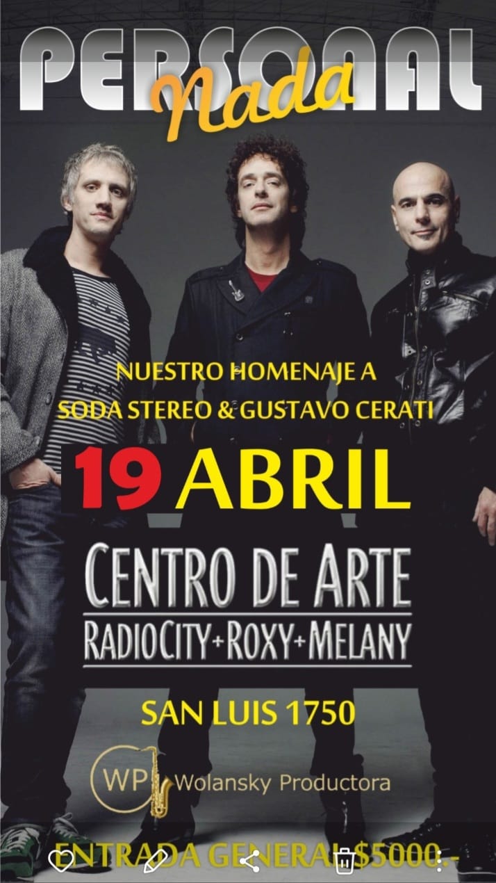 Nada Personal Soda Stereo Mar del Plata promo